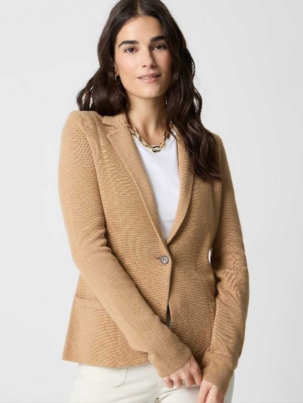 J. Crew Schoolboy Sweater Blazer One Button In Acorn Cotton Size Small NWOT